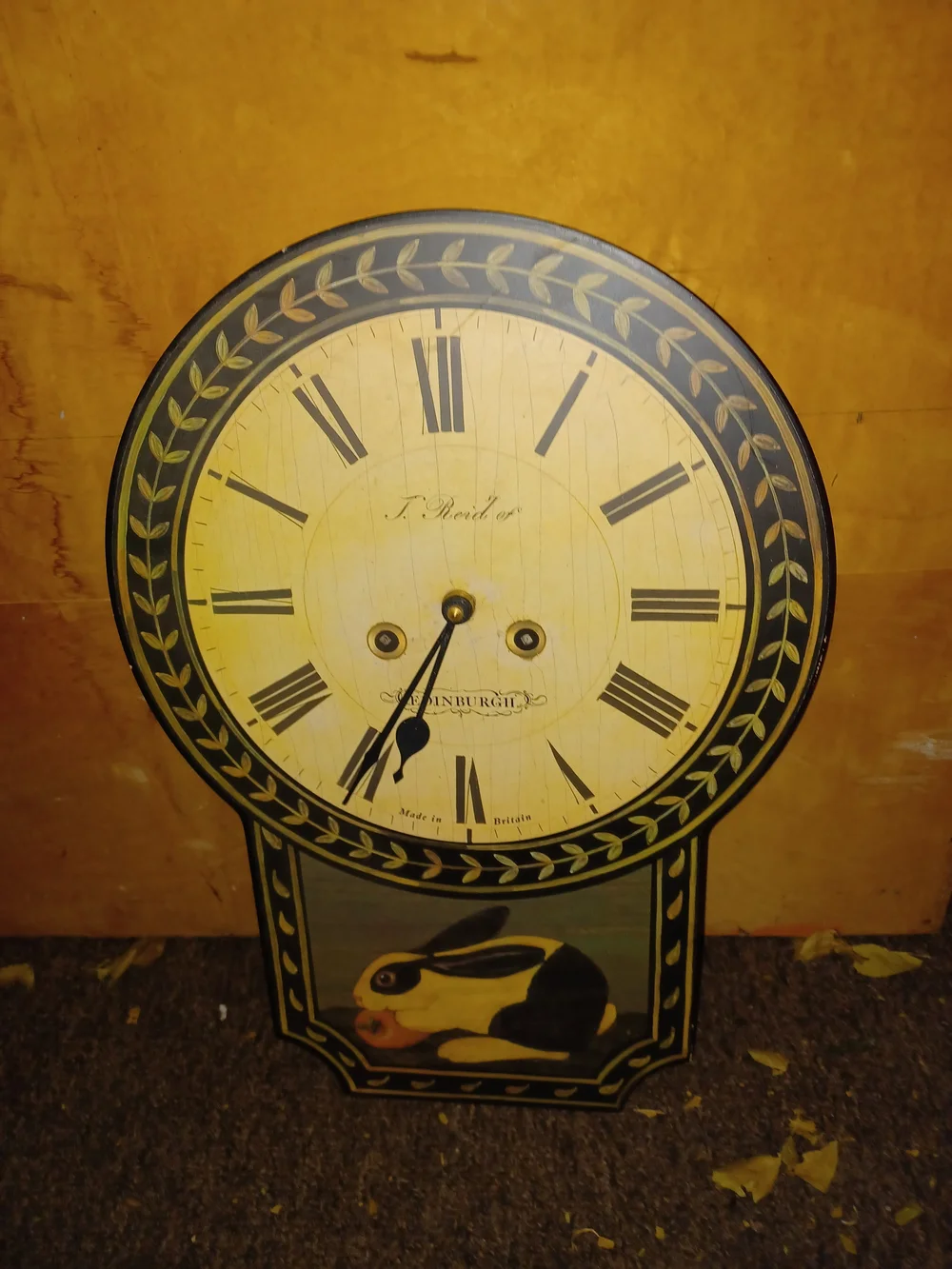 Source Unknown Black and Cream Decorative Wall Clock with Rabbit Motif